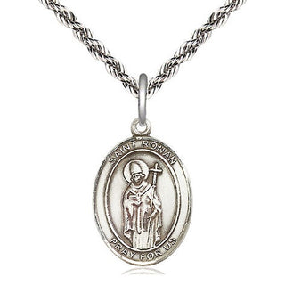 Sterling Silver Saint Ronan Medal Religious Jewelry Engraved Catholic Saint Jewelry