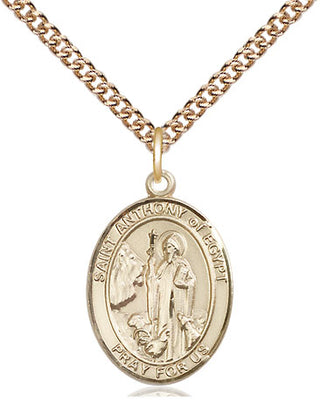 14kt Gold Filled Saint Anthony of Egypt Medal Religious Jewelry Engraved Catholic Saint Jewelry