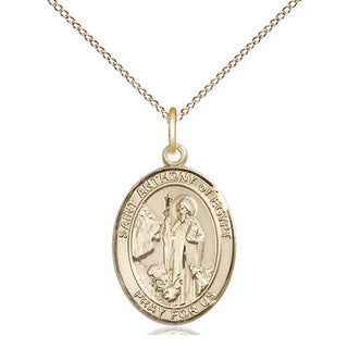 14kt Gold Saint Anthony of Egypt Medal Engraved Catholic Saint Jewelry