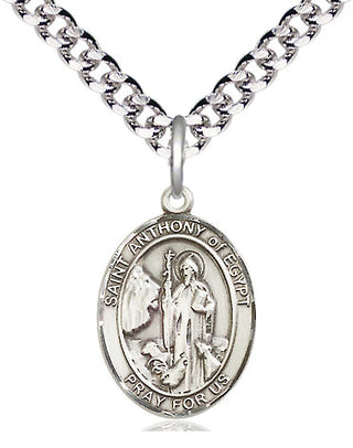 Pewter Saint Anthony of Egypt Medal Religious Jewelry Engraved Catholic Saint Jewelry