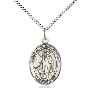 Sterling Silver Saint Anthony of Egypt Medal Religious Jewelry Engraved Catholic Saint Jewelry