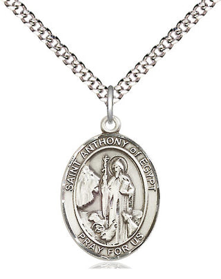 Sterling Silver Saint Anthony of Egypt Medal Religious Jewelry Engraved Catholic Saint Jewelry