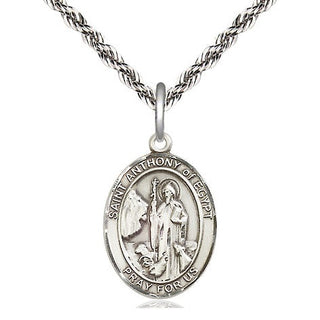 Sterling Silver Saint Anthony of Egypt Medal Religious Jewelry Engraved Catholic Saint Jewelry