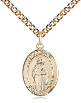 14kt Gold Filled Saint Odilia Medal Religious Jewelry Engraved Catholic Saint Jewelry