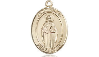 14kt Gold Saint Odilia Medal Engraved Catholic Saint Jewelry