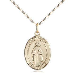 14kt Gold Saint Odilia Medal Engraved Catholic Saint Jewelry