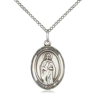 Sterling Silver Saint Odilia Medal Religious Jewelry Engraved Catholic Saint Jewelry