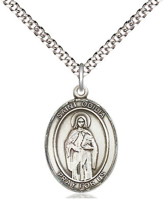 Sterling Silver Saint Odilia Medal Religious Jewelry Engraved Catholic Saint Jewelry