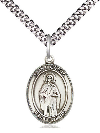 Sterling Silver Saint Odilia Medal Religious Jewelry Engraved Catholic Saint Jewelry