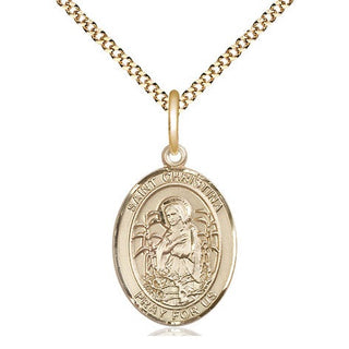 14kt Gold Filled Saint Christina the Astonishing Medal Religious Jewelry Engraved Catholic Saint Jewelry