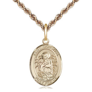 14kt Gold Filled Saint Christina the Astonishing Medal Religious Jewelry Engraved Catholic Saint Jewelry