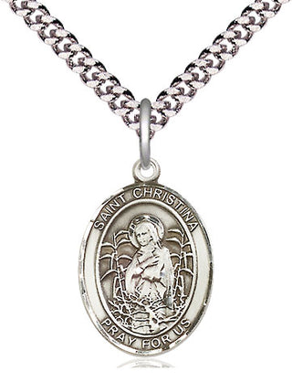 Pewter Saint Christina the Astonishing Medal Religious Jewelry Engraved Catholic Saint Jewelry