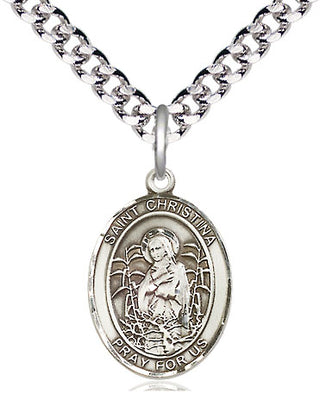 Pewter Saint Christina the Astonishing Medal Religious Jewelry Engraved Catholic Saint Jewelry