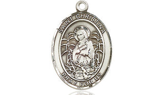 Sterling Silver Saint Christina the Astonishing Medal Religious Jewelry Engraved Catholic Saint Jewelry