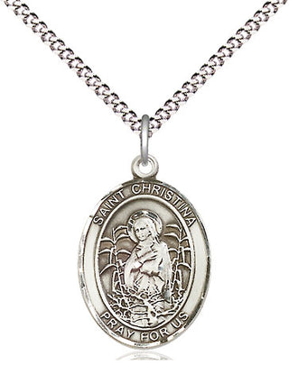 Sterling Silver Saint Christina the Astonishing Medal Religious Jewelry Engraved Catholic Saint Jewelry