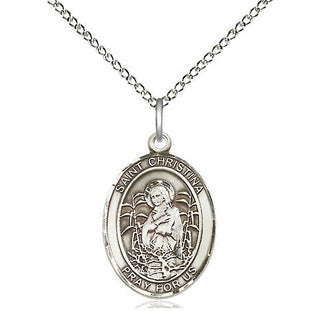 Sterling Silver Saint Christina the Astonishing Medal Religious Jewelry Engraved Catholic Saint Jewelry