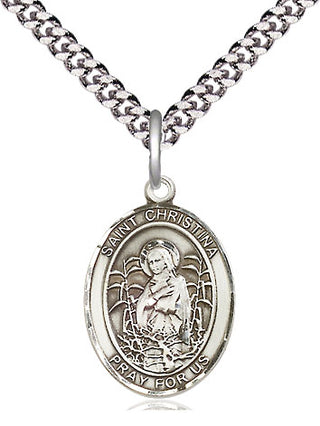 Sterling Silver Saint Christina the Astonishing Medal Religious Jewelry Engraved Catholic Saint Jewelry