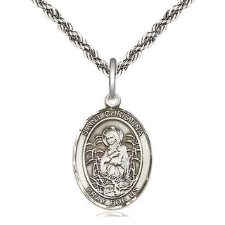 Sterling Silver Saint Christina the Astonishing Medal Religious Jewelry Engraved Catholic Saint Jewelry