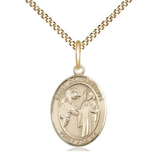 14kt Gold Filled Saint Columbanus Medal Religious Jewelry Engraved Catholic Saint Jewelry