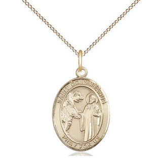 14kt Gold Filled Saint Columbanus Medal Religious Jewelry Engraved Catholic Saint Jewelry