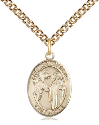 14kt Gold Saint Columbanus Medal Engraved Catholic Saint Jewelry