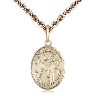 14kt Gold Saint Columbanus Medal Engraved Catholic Saint Jewelry