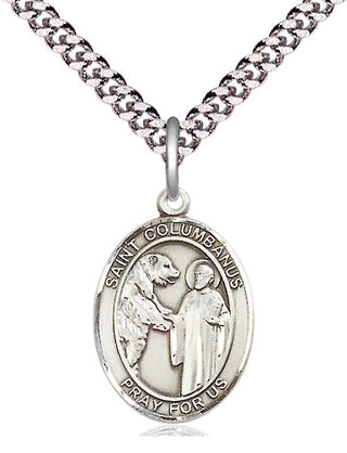 Pewter Saint Columbanus Medal Religious Jewelry Engraved Catholic Saint Jewelry