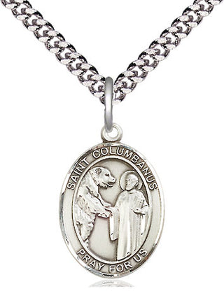 Pewter Saint Columbanus Medal Religious Jewelry Engraved Catholic Saint Jewelry