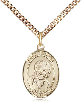 14kt Gold Filled Saint Gianna Medal Religious Jewelry Engraved Catholic Saint Jewelry