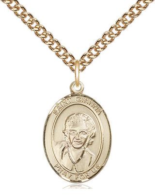 14kt Gold Filled Saint Gianna Medal Religious Jewelry Engraved Catholic Saint Jewelry