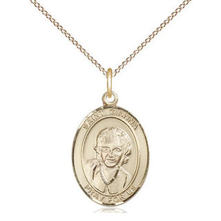14kt Gold Saint Gianna Medal Engraved Catholic Saint Jewelry