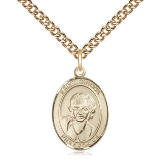14kt Gold Saint Gianna Medal Engraved Catholic Saint Jewelry