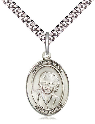 Pewter Saint Gianna Medal Religious Jewelry Engraved Catholic Saint Jewelry