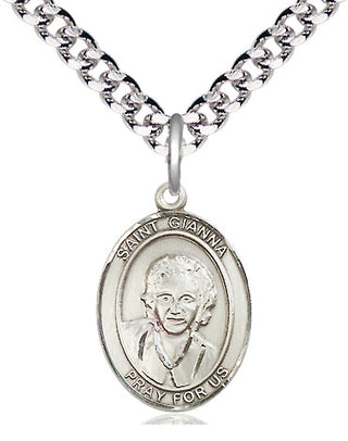 Pewter Saint Gianna Medal Religious Jewelry Engraved Catholic Saint Jewelry