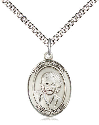 Pewter Saint Gianna Medal Religious Jewelry Engraved Catholic Saint Jewelry