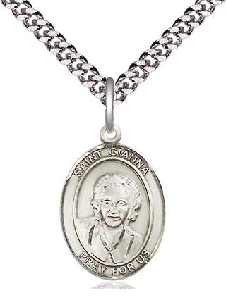 Pewter Saint Gianna Medal Religious Jewelry Engraved Catholic Saint Jewelry