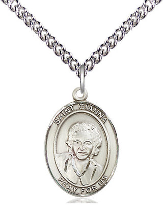 Sterling Silver Saint Gianna Medal Religious Jewelry Engraved Catholic Saint Jewelry