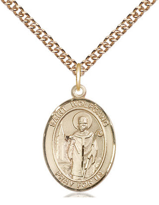 14kt Gold Saint Wolfgang Medal Engraved Catholic Saint Jewelry