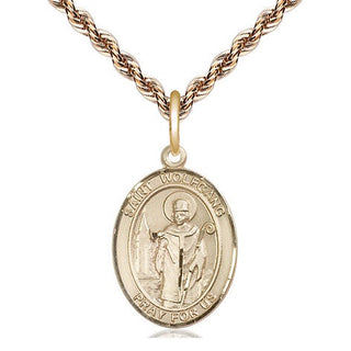 14kt Gold Saint Wolfgang Medal Engraved Catholic Saint Jewelry