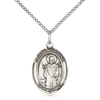 Sterling Silver Saint Wolfgang Medal Religious Jewelry Engraved Catholic Saint Jewelry