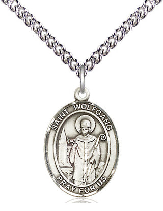 Sterling Silver Saint Wolfgang Medal Religious Jewelry Engraved Catholic Saint Jewelry