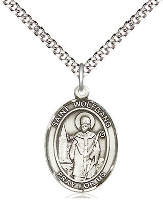 Sterling Silver Saint Wolfgang Medal Religious Jewelry Engraved Catholic Saint Jewelry
