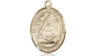 14kt Gold Filled Saint Edburga of Winchester Medal Engraved Catholic Saint Jewelry