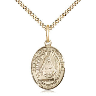 14kt Gold Filled Saint Edburga of Winchester Medal Religious Jewelry Engraved Catholic Saint Jewelry