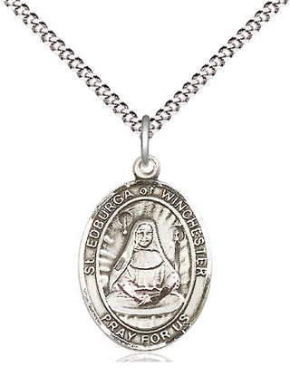 Pewter Saint Edburga of Winchester Medal Religious Jewelry Engraved Catholic Saint Jewelry