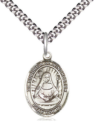 Pewter Saint Edburga of Winchester Medal Religious Jewelry Engraved Catholic Saint Jewelry