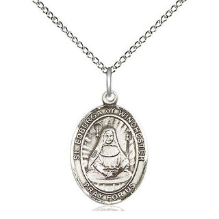 Sterling Silver Saint Edburga of Winchester Medal Religious Jewelry Engraved Catholic Saint Jewelry