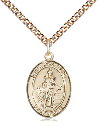 14kt Gold Filled Saint Cornelius Medal Religious Jewelry Engraved Catholic Saint Jewelry