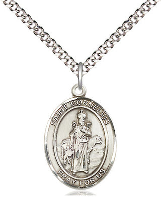 Sterling Silver Saint Cornelius Medal Religious Jewelry Engraved Catholic Saint Jewelry