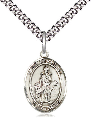 Sterling Silver Saint Cornelius Medal Religious Jewelry Engraved Catholic Saint Jewelry